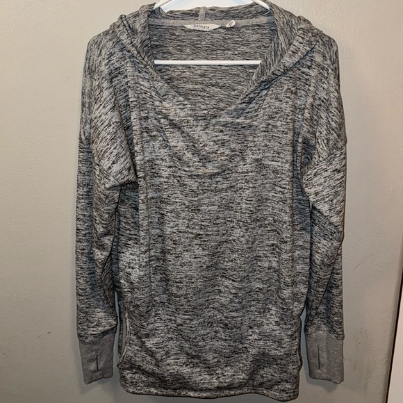 Athleta Batwing & Robin Hooded Pullover Grey Marbled Size Small - Picture 2 of 7